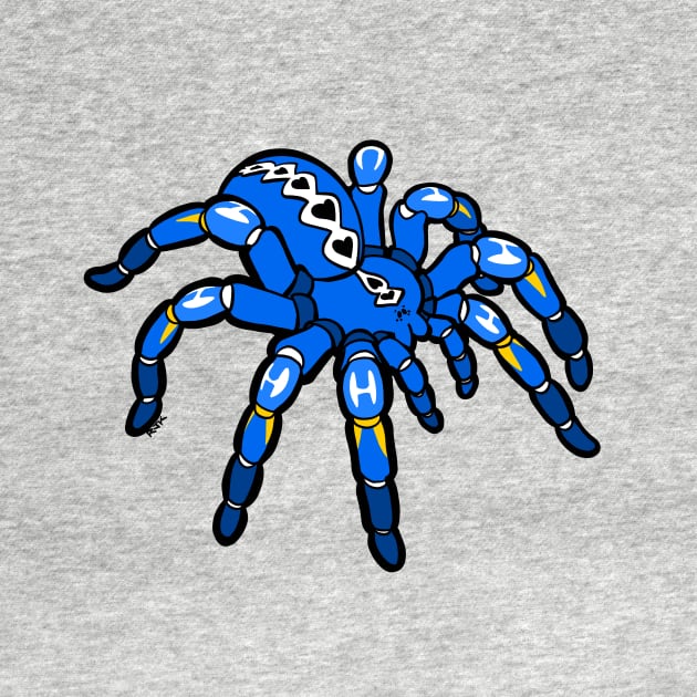 Blue Pokie Poecilotheria Metallica Gooty Sapphire Tarantula Bold Smooth Black Outline by RJKpoyp